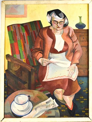 Lot 67 - A mid century oil on canvas, indistinctly...
