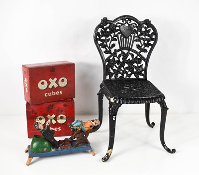 Lot 440 - A cast iron childs chair, together with a...