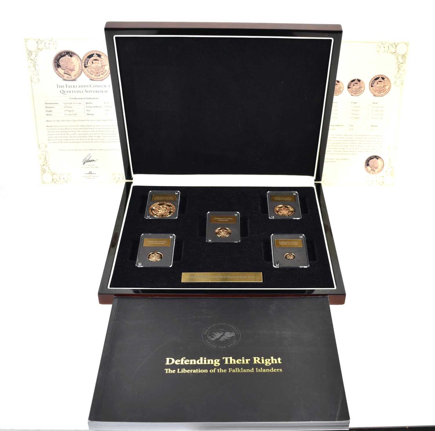 Lot 12 - The Falklands Conflict five coin 22ct gold...