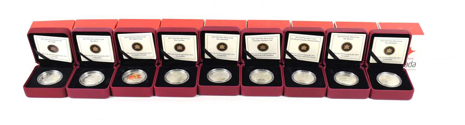 Lot 29 - A group of nine Canadian Mint ten dollar...