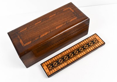 Lot 17 - A 19th century Tunbridge ware cribbage board,...