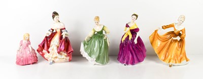 Lot 224 - A group of Royal Doulton porcelain figurines:...