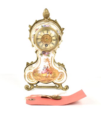 Lot 87 - A French porcelain mantle clock, with roman...