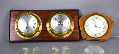 Lot 326 - A vintage table clock and a wall mounted...