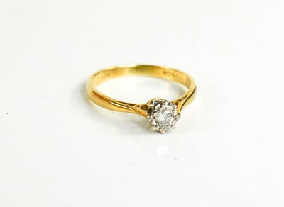Lot 140 - An 18ct gold and diamond solitaire ring, the...