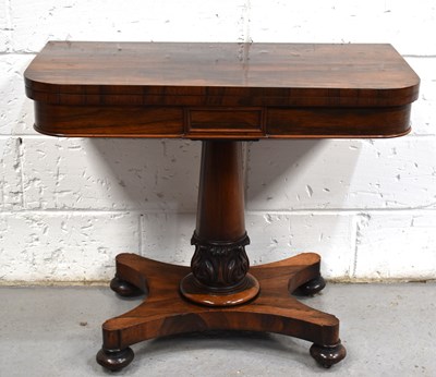 Lot 554 - A 19th century rosewood card table with...