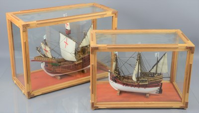 Lot 278 - Two wooden model ships of the Nina and Pinta...