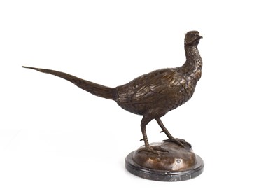 Lot 123 - A 20th century bronze sculpture of a pheasant,...