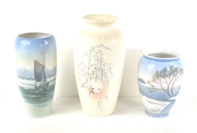 Lot 23 - A Royal Copenhagen vase depicting a sailboat...