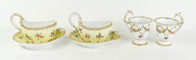 Lot 47 - A pair of fine Dresden porcelain sauce boats...