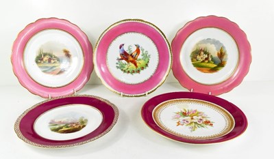 Lot 70 - A group of five porcelain plates, all with...