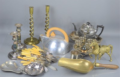 Lot 390 - A quantity of silver plate and brass ware to...