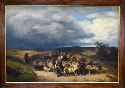 Lot 406 - E C Post (19th century): travellers with flock...