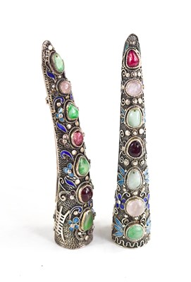 Lot 388 - Two Chinese filigree silver, enamel and semi...