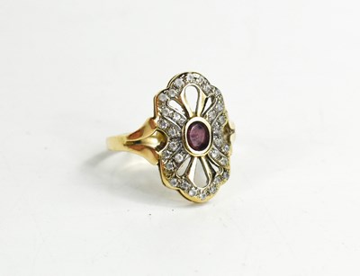 Lot 16 - A 9ct gold, garnet and white sapphire ring,...