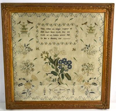 Lot 271 - A Georgian sampler, embroidered with verse,...