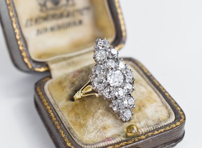 Lot 3 - A gold and diamond ring, the navette form...