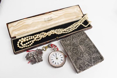 Lot 136 - A 19th century silver pocket watch, together...