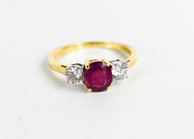 Lot 164 - An 18ct gold, diamond and pink sapphire ring,...