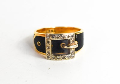 Lot 161 - An 18ct gold Victorian diamond and black...