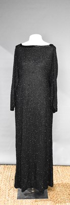Lot 208 - Tomasz Starzewski black beaded evening dress,...