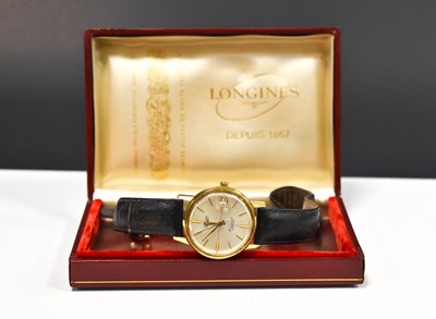Lot 166 - An 18ct gold cased Longines Conquest automatic...