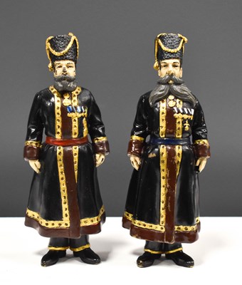 Lot 261 - A pair of Russian cold painted bronze soldiers...
