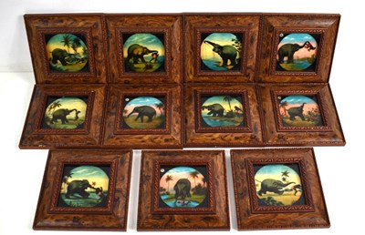 Lot 308 - A collection of framed magic lantern slides,...