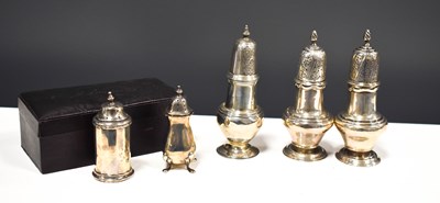 Lot 55 - A group of 19th century silver salt and pepper...