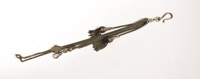 Lot 112 - A silver pocket watch chain, with two tassels,...
