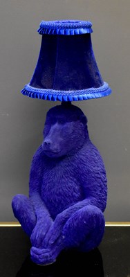 Lot 379 - A modern table lamp in the form of a blue monkey