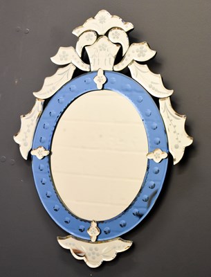 Lot 378 - A Venetian style glass wall mirror composed of...