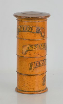 Lot 293 - A Victorian burr wood spice canister composed...