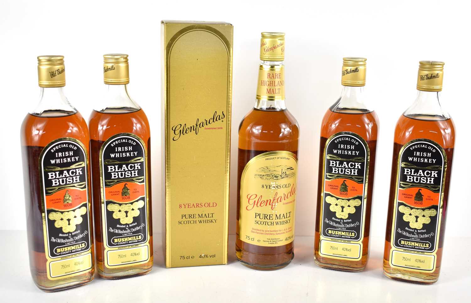 Lot 20 - Four bottles of Black Bush special old Irish...