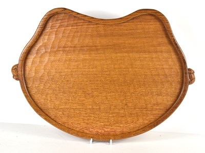 Lot 262 - A Robert 'Mouseman' Thompson oak tray, kidney...