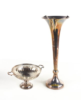 Lot 111 - A silver bud vase of fluted form, Birmingham...