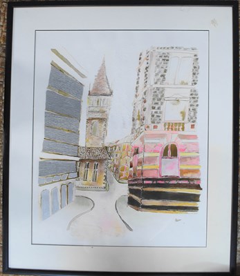 Lot 269 - A 20th century mixed media painting on paper,...