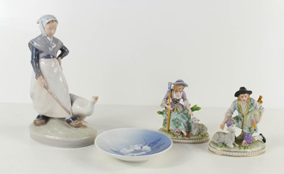 Lot 222 - A Royal Copenhagen porcelain girl and goose...