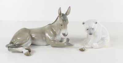 Lot 225 - A Lladro porcelain donkey and a Lladro polar...
