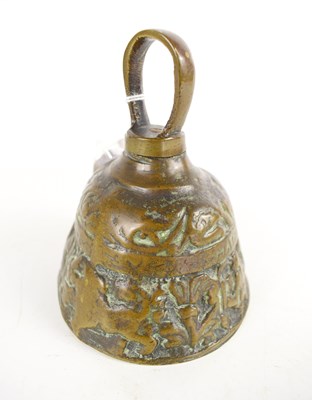 Lot 322 - CHARITY LOT - A brass bell with embossed...