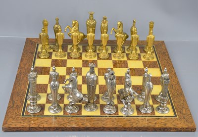 Lot 277 - An Italfama chess set with medieval metal figures