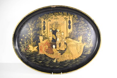 Lot 247 - A 19th century black lacquered Chinoiserie...