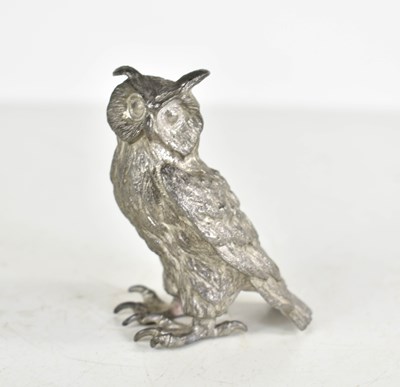 Lot 174 - A silver plated model owl, cast with detailed...