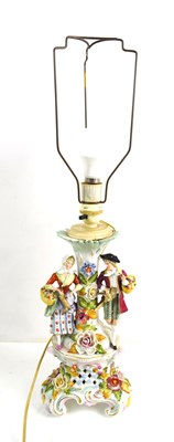 Lot 303 - CHARITY LOT - A Dresden porcelain table lamp...