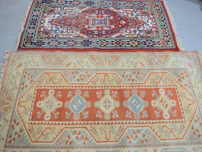 Lot 474 - Two wool Middle Eastern rugs one cream ground...