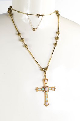 Lot 252 - A 9ct gold ball & bar link necklace, with hoop...