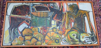 Lot 69 - A Swedish Mid-Century abstract oil on board,...
