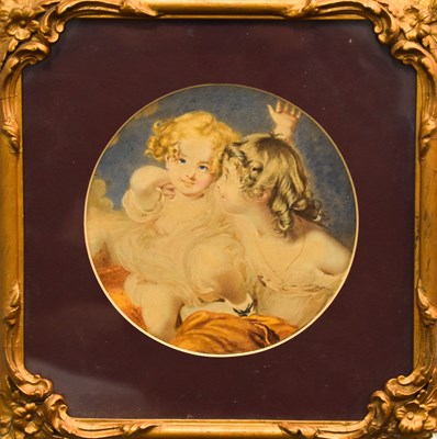 Lot 499 - A 19th century roundel watercolour on paper,...