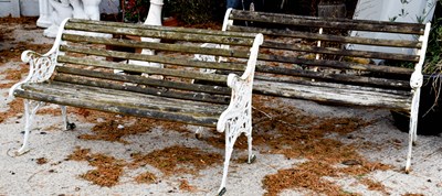 Lot 467 - A pair of garden benches, with cast iron...