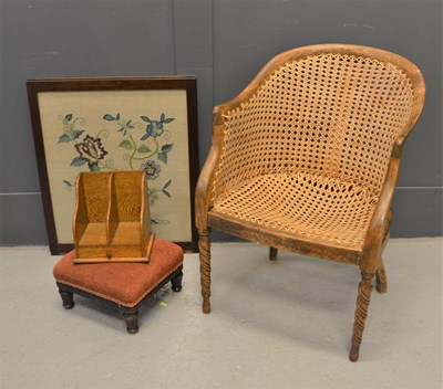 Lot 518 - A mahogany and caned armchair with spiral...
